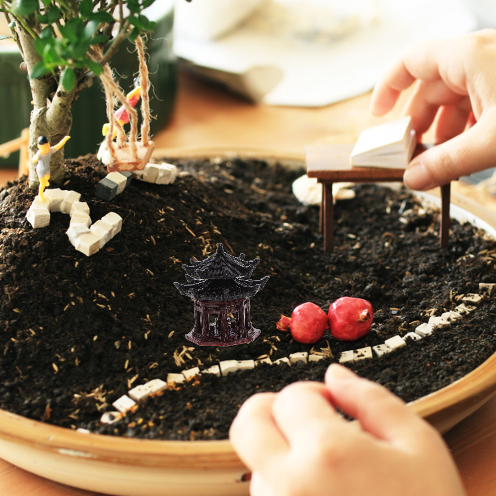 Bonsai Garden Landscape Design - ของตกแต่งพลาสติกประณีต รูปศาจจีน สำหรับตู้ปลา บอนไซ สวนเซน ไมโครแลนด์สเคป